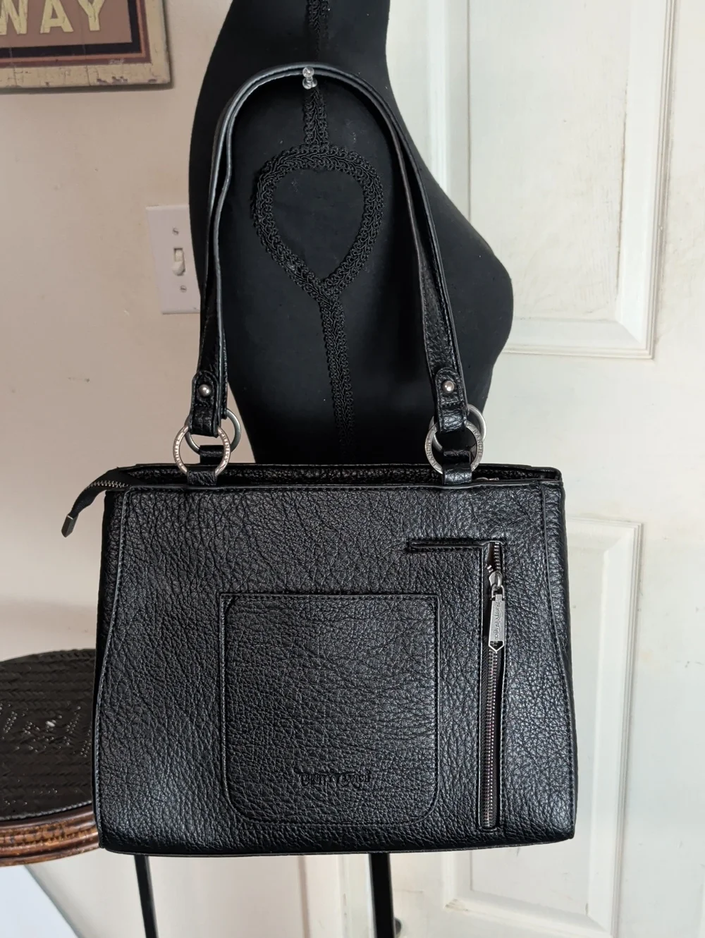 Trinity Ranch Genuine Hair-On Cowhide Tooled Collection Concealed Carry Tote NEW